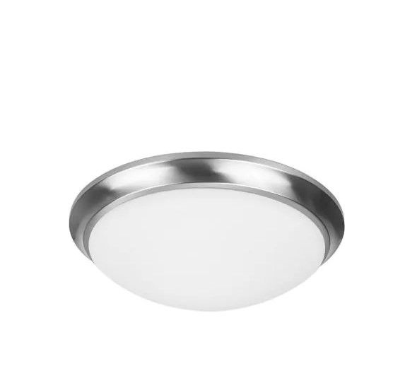 Photo 1 of 
Hampton Bay
Withers 13 in. 140-Watt Equivalent Brushed Nickel Selectable Integrated LED Flush Mount with Glass Shade