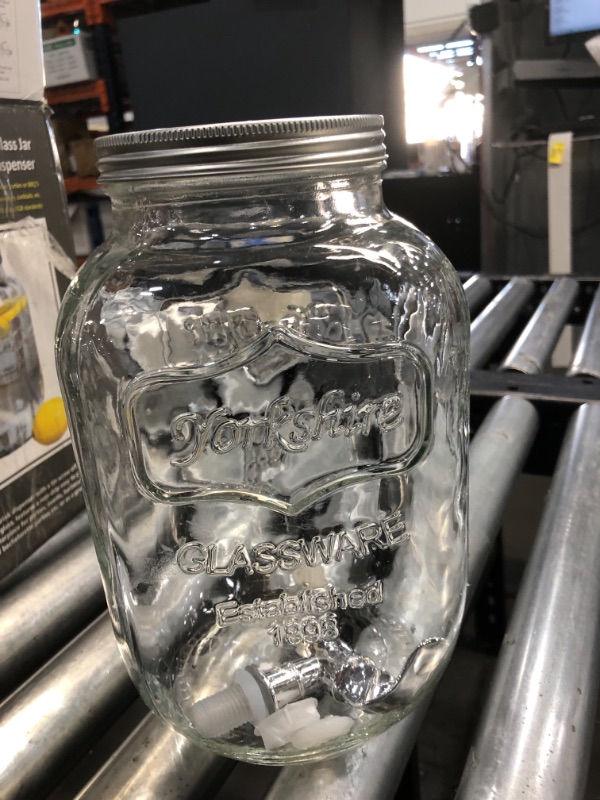 Photo 2 of 4L Glass Beverage Water Drinks Dispenser Jug Jar Lid Juice Cocktail Lemonade
