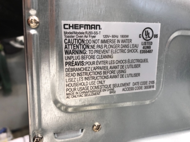 Photo 3 of **TESTED**Chefman?Dual-Function Air Fryer + Toaster Oven, Stainless Steel, 20 Liter
