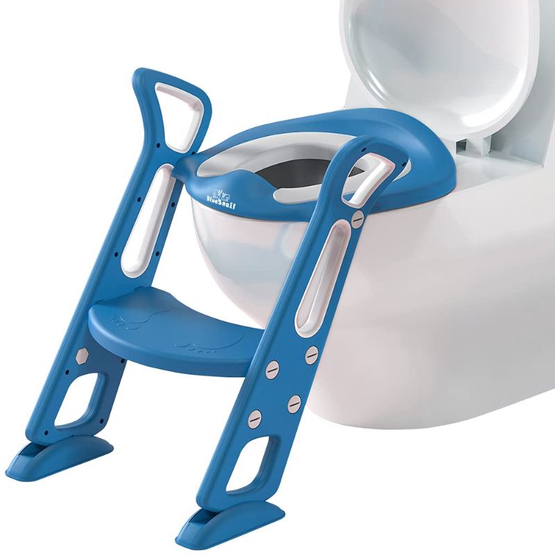 Photo 1 of Potty Training Toilet Seat with Step Stool Ladder for Kids and Toddler, Sturdy Potty With Ladder For Boys and Girls by BlueSnail (Blue Upgrade PU Cushion)
