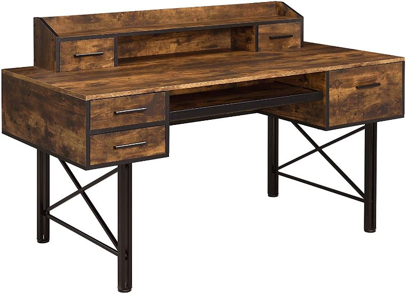 Photo 1 of Acme Furniture Safea Writing Desk, Rustic Oak and Black
