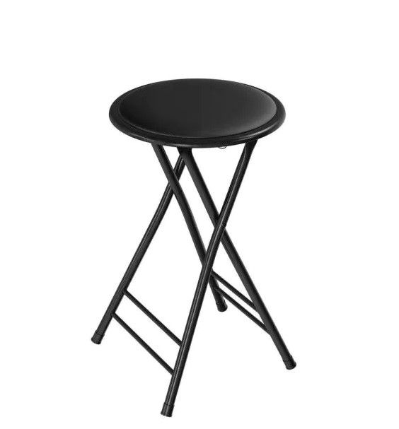 Photo 1 of (Brand Rating: 4.3/5)
24 in. Black Round Metal Folding Stool with 300 lbs. Capacity - Folding Chair