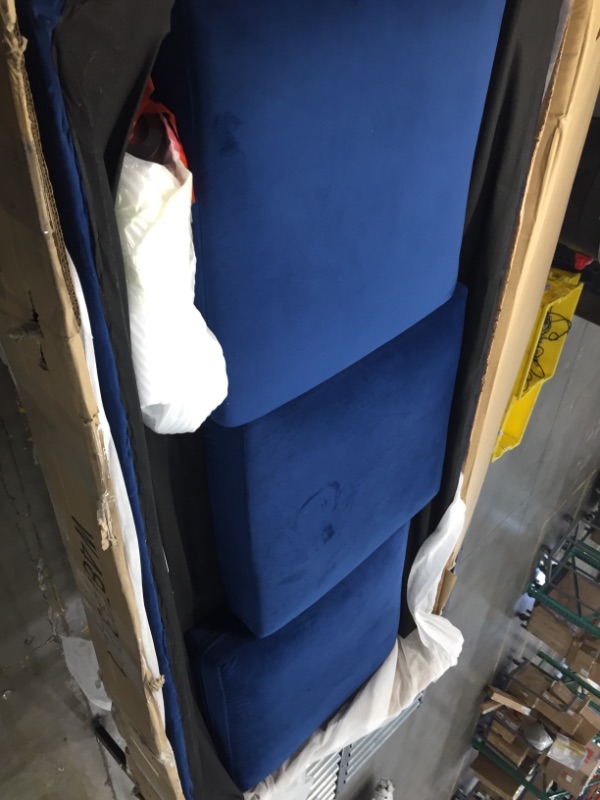 Photo 1 of **incomplete** Baxton Studio Emma Traditional and Transitional Navy Blue Velvet Fabric Upholstered and Button Tufted Chesterfield Sofa
