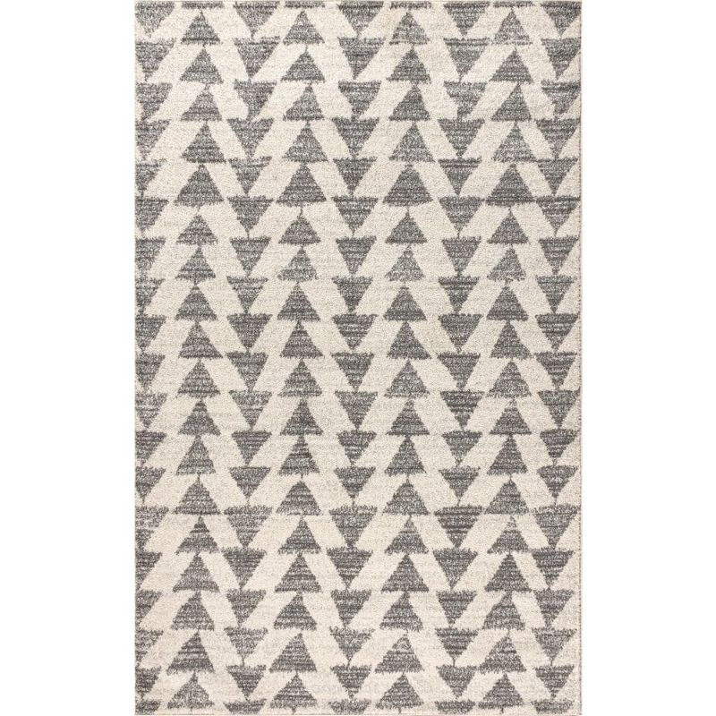 Photo 1 of Aisha Moroccan Triangle Geometric Cream/Gray 4 Ft. X 6 Ft. Area Rug