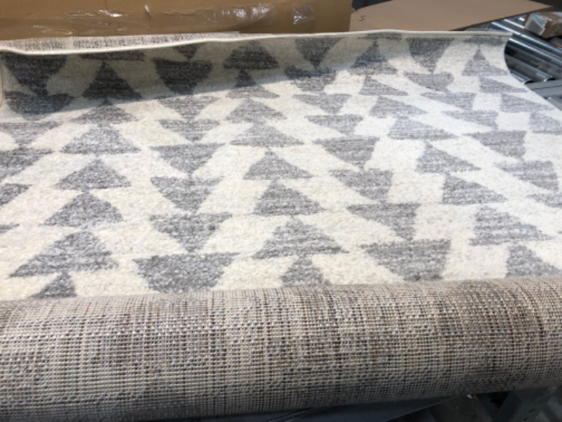 Photo 1 of Aisha Moroccan Triangle Geometric Cream/Gray 4 Ft. X 6 Ft. Area Rug