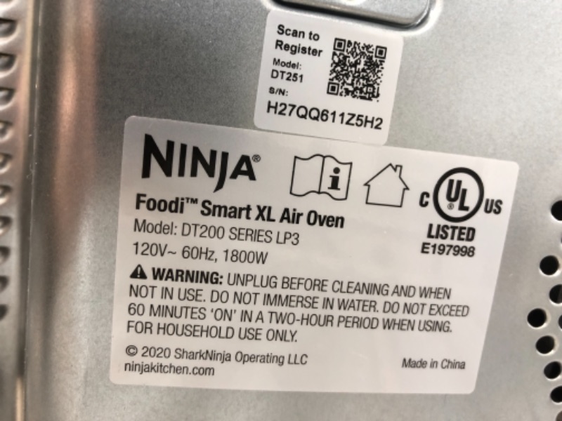 Photo 4 of *FOR PARTS, DAMAGED* Ninja DT251 Foodi 10-in-1 Smart XL Air Fry Oven, Bake, Broil, Toast, Air Fry, Air Roast, Digital Toaster