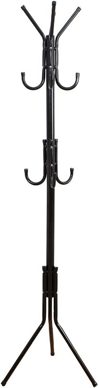 Photo 1 of *MISSING ITEMS* Mind Reader COATRACK11 Standing Metal Coat Rack Hat Hanger 11 Hook for Jacket, Purse, Scarf Rack, Umbrella Tree Stand, Black
