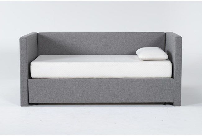 Photo 1 of *MISSING PARTS/BOX 1 OF 2* Emmerson II Grey Upholstered Twin Daybed With Trundle
