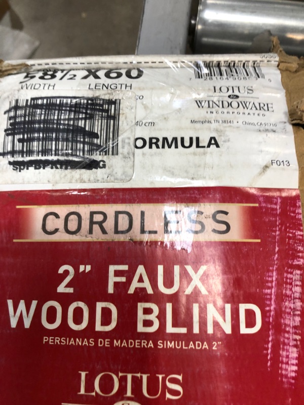 Photo 3 of 2" Cordless Faux Wood Blind - Smooth White Size: 58.5" W x 60" L