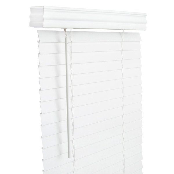 Photo 1 of 2" Cordless Faux Wood Blind - Smooth White Size: 58.5" W x 60" L