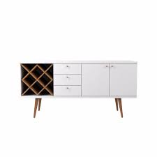 Photo 1 of ***PARTS ONLY*** Utopia Off-White and Maple Cream 4-Bottle Wine Rack Sideboard Buffet Stand with 3-Drawers and 2-Shelves

