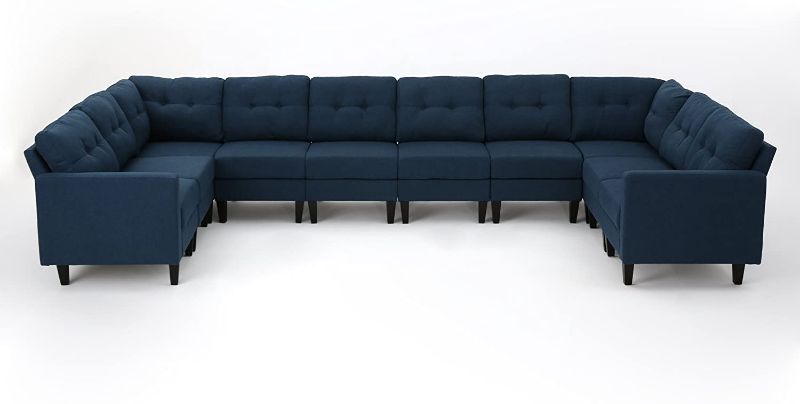Photo 1 of ***INCOMPLETE*** Christopher Knight Home Emmie Sectional Sofa, Navy Blue/Dark Brown***SIMILAR TO POSTED ITEM**SECTION 3 OUT OF 4 ONLY**

