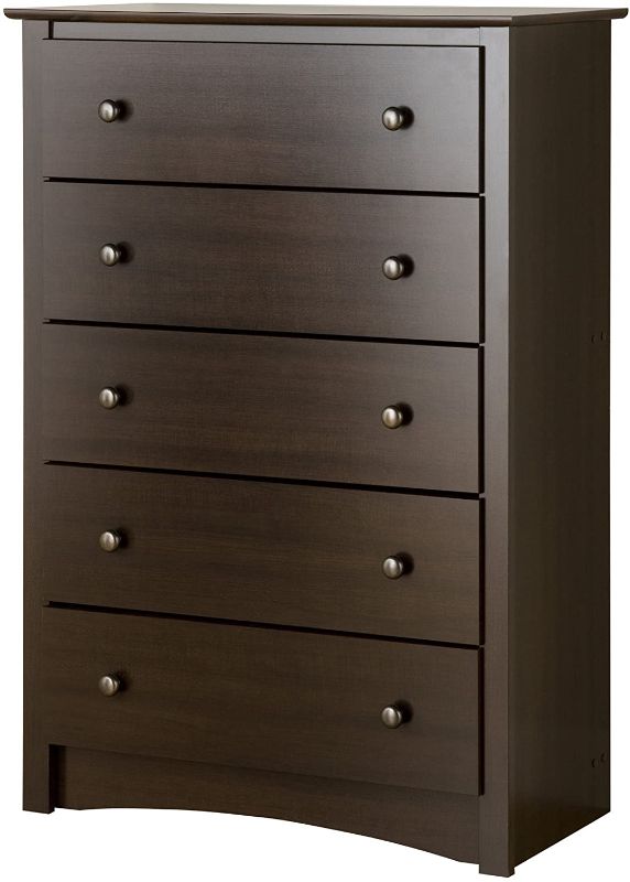 Photo 1 of ***DAMAGE TO ONE SHELF***Prepac Fremont 5 Drawer Chest, Espresso Brown
