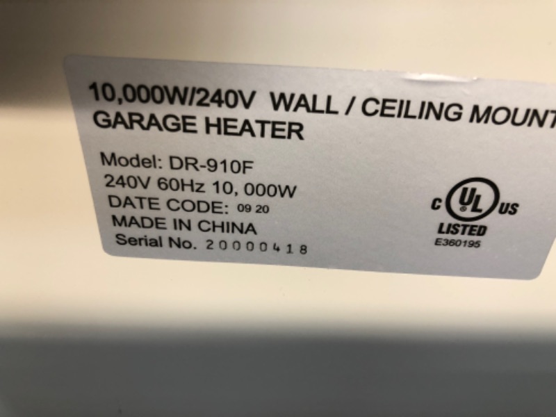 Photo 5 of 10000-Watt 240-Volt Heavy-Duty Hardwired Shop Garage Heater Wall / Ceiling Mounted with Remote Controlled Thermostat
