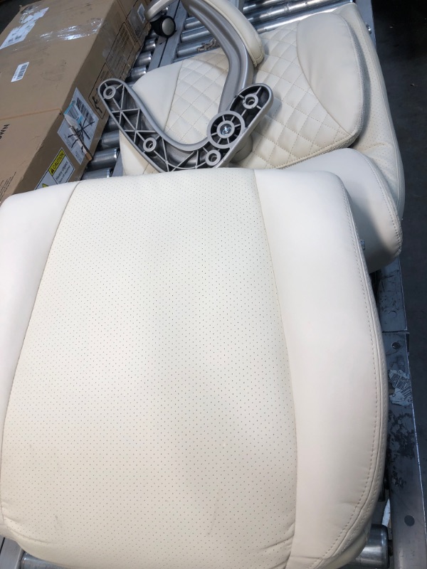 Photo 4 of **READ BELOW**AmazonCommercial Ergonomic High-Back Executive Chair with Flip-up Armrests and Motive Lumbar Support, Cream Bonded Leather
