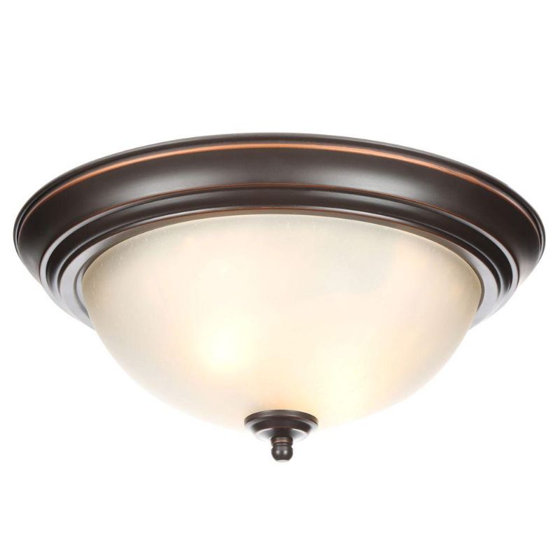 Photo 1 of ***SET OF 2**13 in. 2-Light Oil Rubbed Bronze Flush Mount
