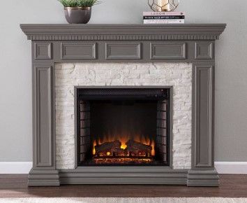 Photo 1 of ***INCOMPLETE SET***Dakesbury Faux Stone Electric Fireplace - Southern Enterprises FE1095959
