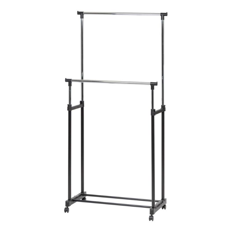 Photo 1 of **READ BELOW**Adjustable Double-Rod Clothes Garment Rack with Wheels
