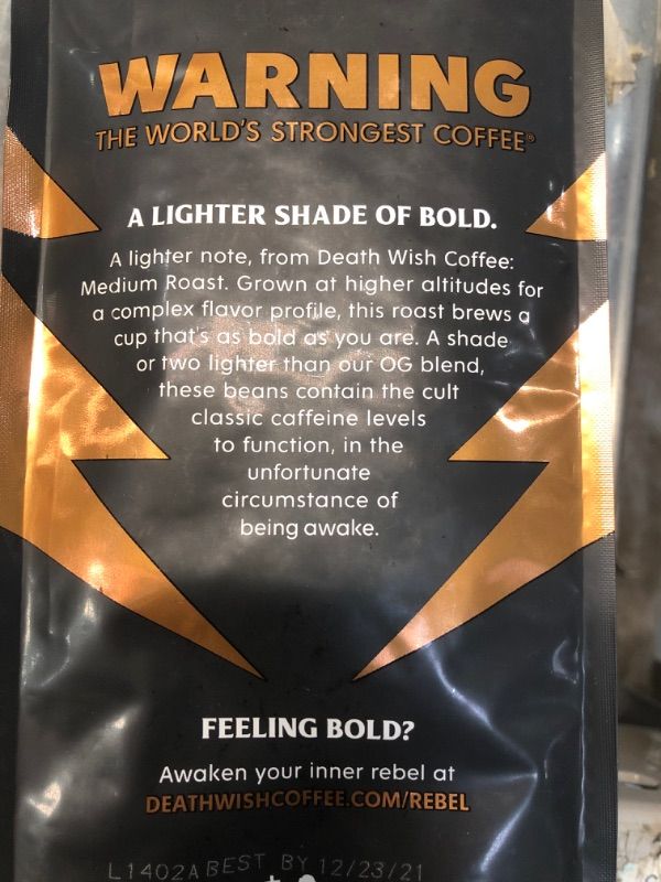 Photo 3 of *READ BELOW*Death Wish Coffee Companyâ€™s Whole Bean Coffee [1-pack/bag, 1 Lb] the World's Strongest Medium Roast, USDA Certified Organic, Fair Trade, Arabic

