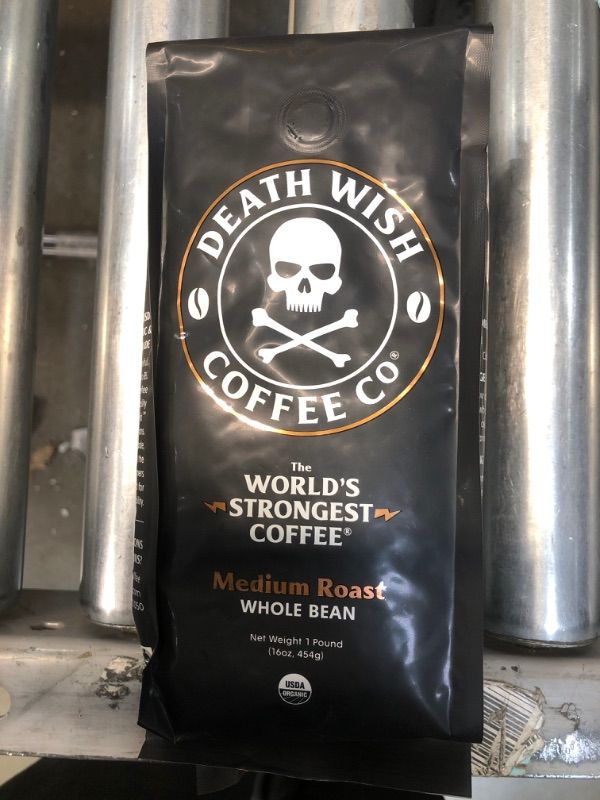 Photo 2 of *READ BELOW*Death Wish Coffee Companyâ€™s Whole Bean Coffee [1-pack/bag, 1 Lb] the World's Strongest Medium Roast, USDA Certified Organic, Fair Trade, Arabic
