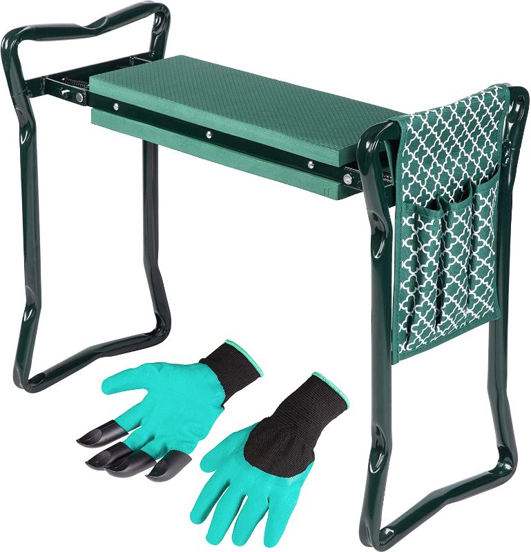 Photo 1 of **one side of frame is bent**|
Garden Kneeler And Stool - Foldable Garden Seat For Storage - EVA Foam - Heavy Duty and Lightweight Gardening Yard Tools - Great for Gardening Gifts for Women - Bench Comes With Tool Pouch and Gloves
