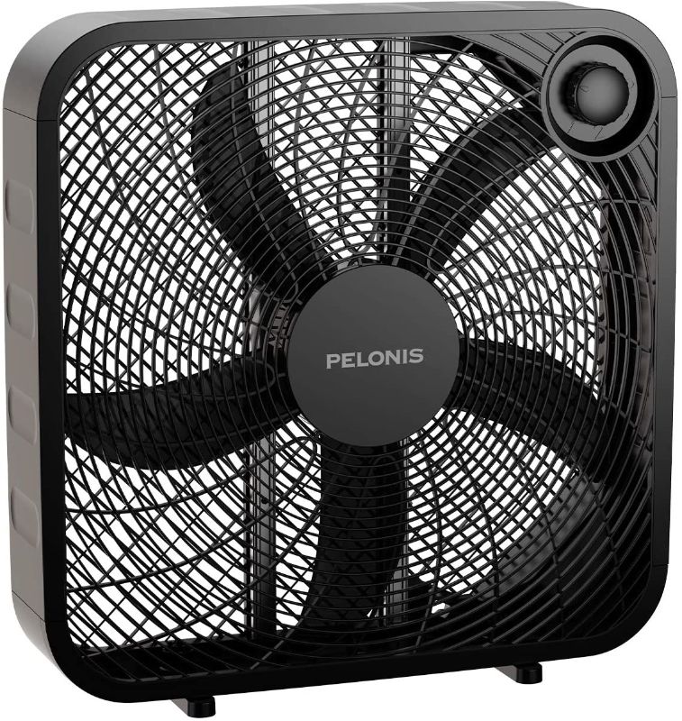 Photo 1 of **ONE PROPELLER IS BROKEN**
PELONIS PFB50A2ABB-V 3-Speed Box Fan for Full-Force Circulation with Air Conditioner, Black, 2020 New Model
