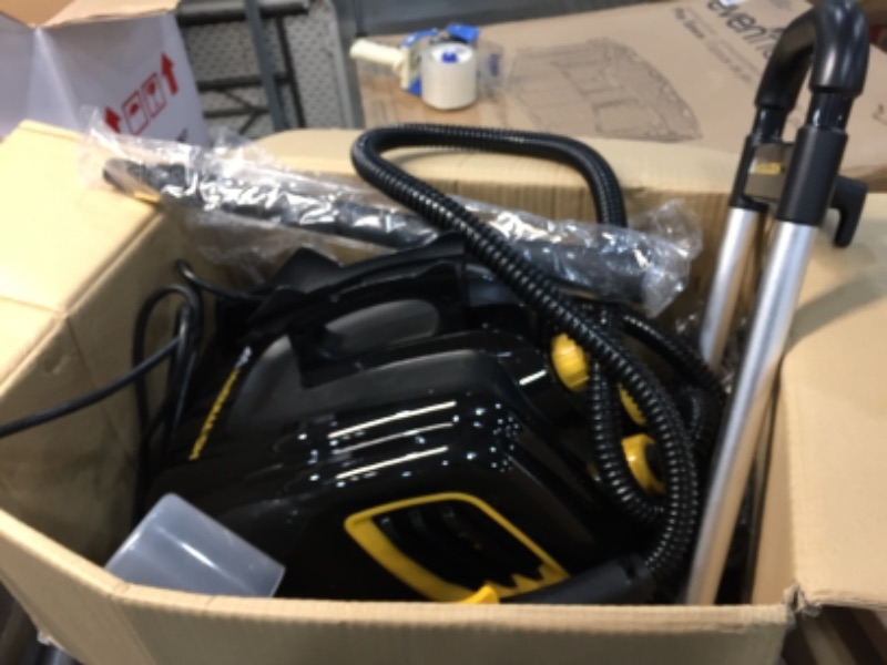 Photo 2 of **UNABLE TO TEST COULD NOT LOCATE POWER BUTTON**
McCulloch MC1375 Canister Steam Cleaner with 20 Accessories, Extra-Long Power Cord, Chemical-Free Cleaning for Most Floors, Counters, Appliances, Windows, Autos, and More, 1-(Pack), Black
