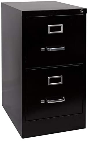 Photo 1 of 2 Drawer Metal Letter Width Vertical File Cabinet in Black
