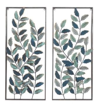 Photo 1 of 32 in. x 14 in. Black Metal Traditional Floral Wall Decor (Set of 2)
