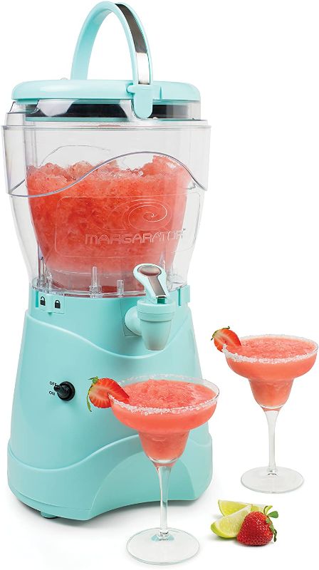 Photo 1 of Nostalgia Margarita & Slush Machine, Makes 1 Gallon of Drinks, Easy-Flow Spout, With Carry Handle, Aqua
