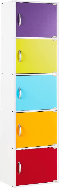 Photo 1 of Hodedah 5-Shelf, 5-Door Multi-Purpose Cabinet, Rainbow