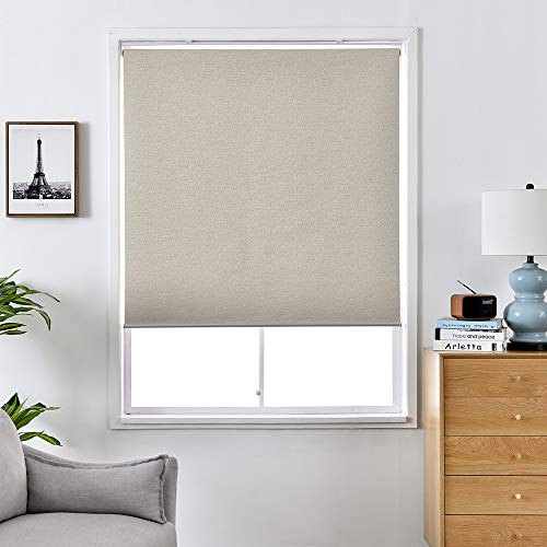 Photo 1 of ALLBRIGHT Thermal Insulated Fabric 100% Blackout UV Protection Rialto Emboss Cordless Roller Shades for Windows, Easy to Ins