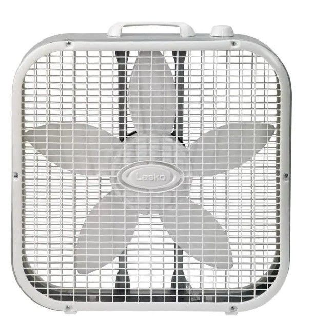 Photo 1 of 20 in. 3 Speed White Box Fan with Save-Smart Technology for Energy Efficiency