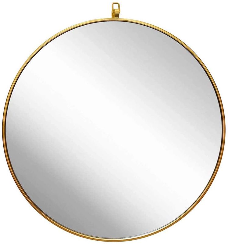 Photo 1 of  48" Large Wall-Mounted Circle Mirror, Metal Brushed Wall Mirror for Bathroom, Entry, Dining Room, Vanity Mirror