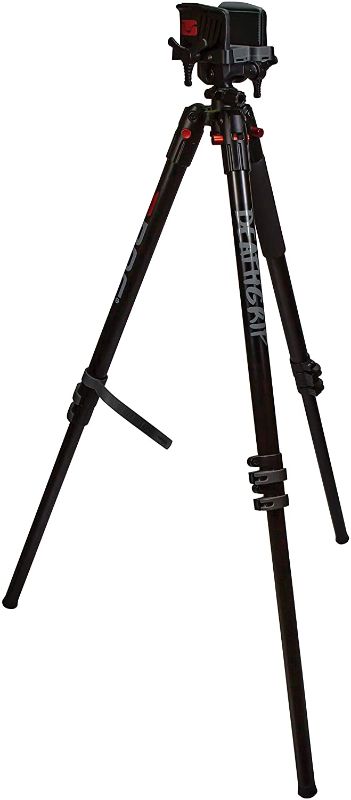 Photo 1 of BOG DeathGrip Aluminum Tripod with Durable, Lightweight, Stable Design, Bubble Level and Hands-Free Operation for Hunting, Shooting and Outdoors, Black, Maximum Height: 72"
