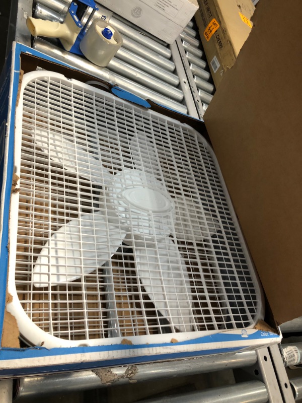 Photo 3 of 20 in. 3 Speed White Box Fan with Save-Smart Technology for Energy Efficiency