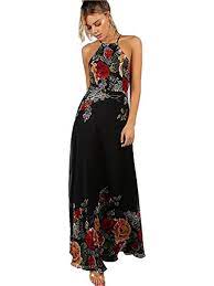 Photo 1 of Floerns Women's Sleeveless Halter Neck Vintage Floral Print Maxi Dress
LARGE.