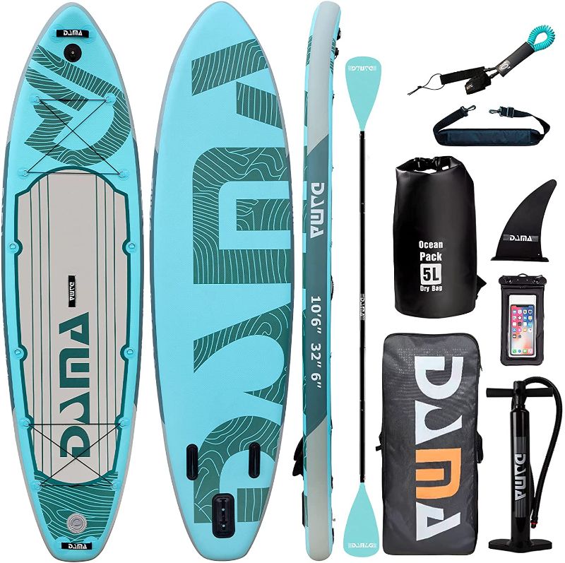 View 1 of DAMA 10'6"x32"x6" Premium Inflatable Stand Up Paddle Board (6 inches Thick) with Durable SUP Accessories, Wide Stance, Surf Control, Non-Slip Deck, Paddle and Pump