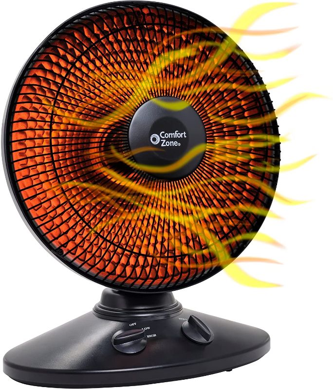 Photo 1 of Comfort Zone 700/1000-Watt Oscillating Parabolic Dish Radiant Electric Portable Space Heater , Black