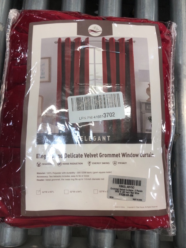 Photo 2 of  Velvet Curtains Grommet Blackout Velvet Curtains Thermal Insulated Drapes for Bedroom and Living Room, Set of 2 Panels, 52 X 63 Inch, Red