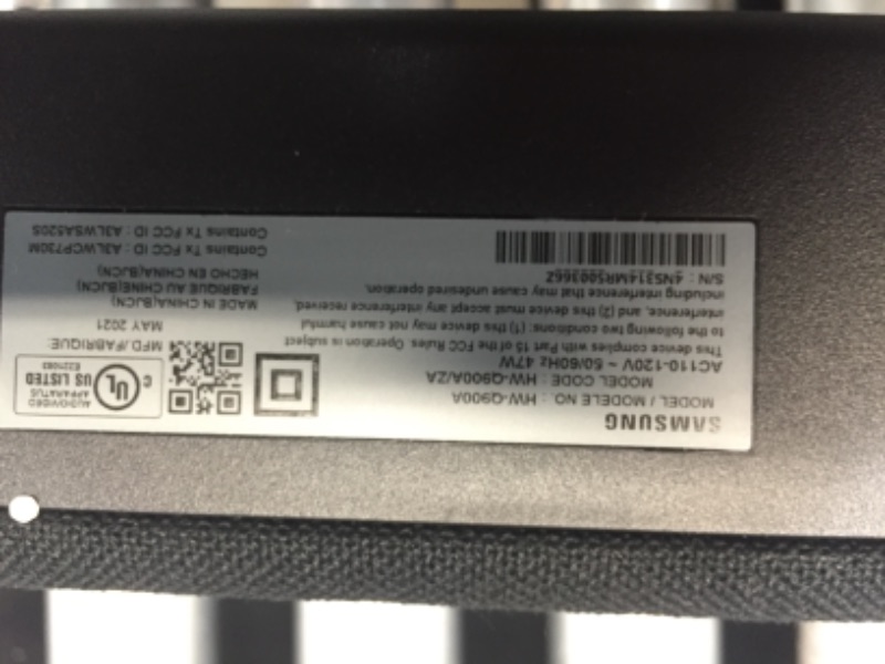 Photo 7 of SAMSUNG HW-Q900A 7.1.2ch Soundbar with Dolby Atmos/DTS:X Alexa Built in(2021), Black
//tested power on //missing remote 