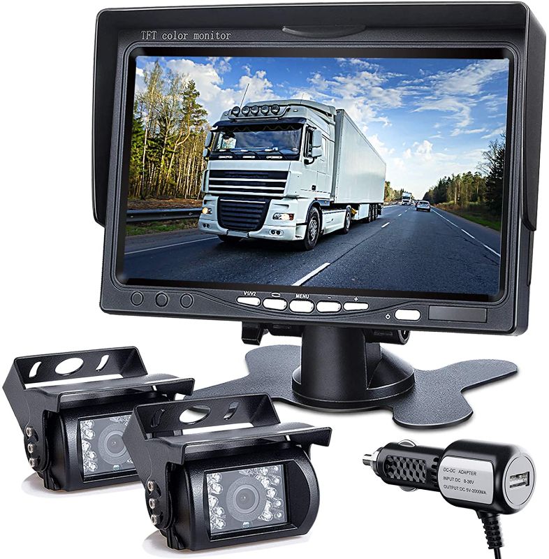 Photo 1 of DVKNM Upgrade Dual Backup Camera Monitor Kit,7-inch LCD-HD,IP69 Waterproof Rearview Reversing Rear View Camera Monitor Truck/Trailer/Semi-Trailer/Box...
STOCK PHOTO NOT EXACT