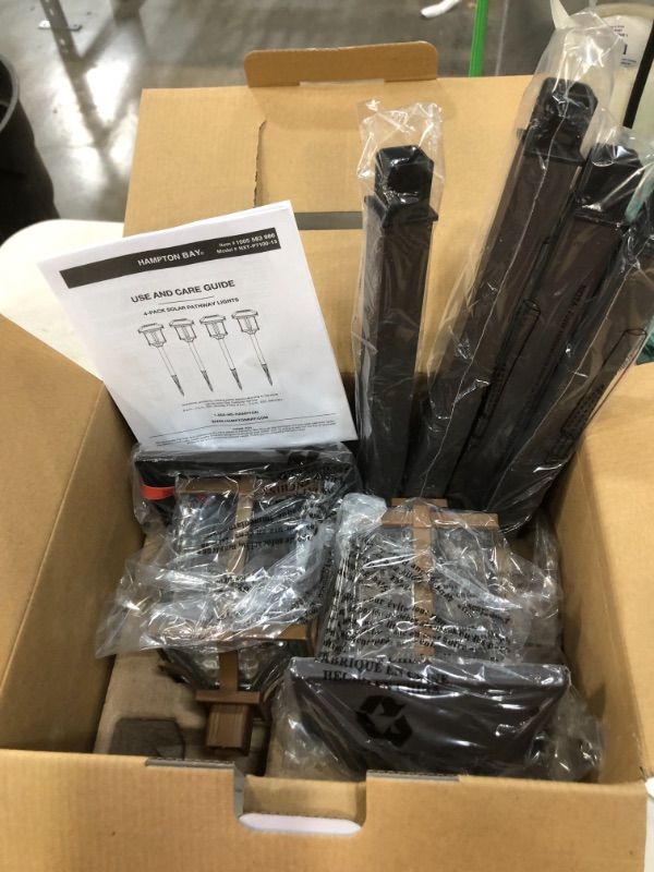 Photo 1 of 4 BOXES OF Hampton Bay 10 Lumens Solar 2-Tone Bronze and Warm Wood LED Landscape Pathway Light Set
