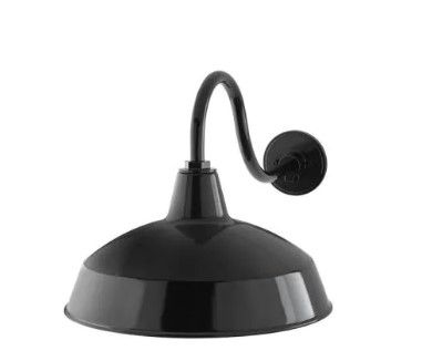 Photo 1 of 1-Light Black Outdoor Barn Wall Lantern Sconce