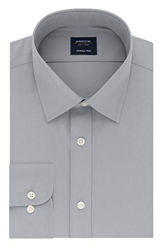 Photo 1 of Arrow 1851 Men's Dress Shirt Poplin (Available in Regular, Extreme Slim Fits), Mercury, 16"-16.5" Neck 36"-37" Sleeve
