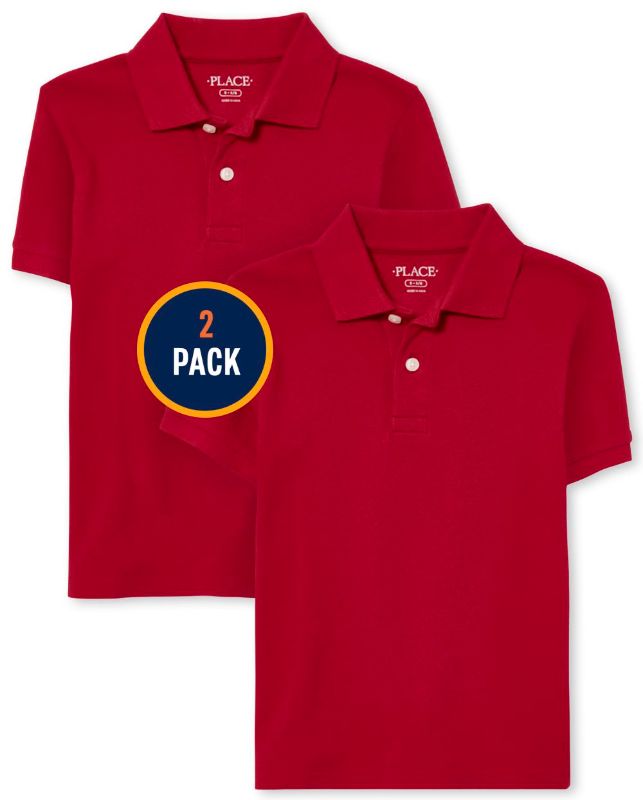 Photo 2 of Solid High-Waisted Capris - 17? (for Women) - BLACK (XL )
AND S Boys Uniform Pique Polo 2-Pack - Red - the Children's Place 7/8
