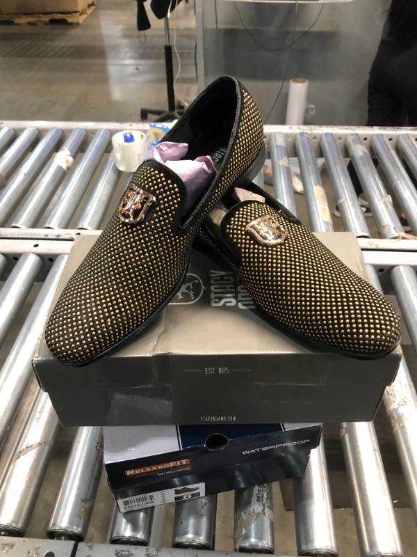 Photo 2 of Stacy Adams Swagger Studded Fabric Slip-on Shoes - Black/Gold SIZE 12 MENS
