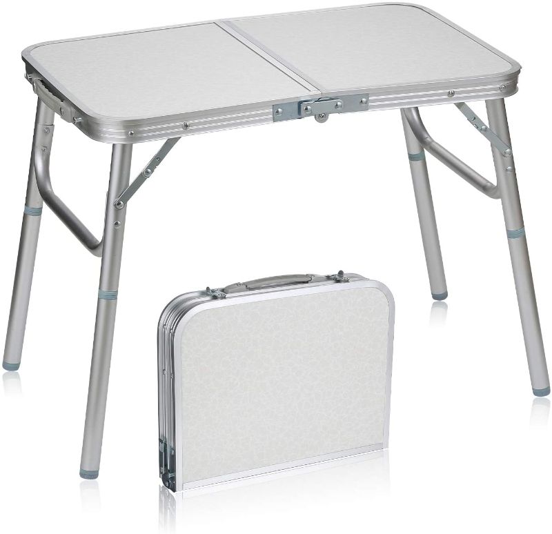 Photo 1 of **ACTUAL TABLE IS DIFFERENT FROM STOCK PHOTO**
Folding Camping Table Portable - Lightweight Aluminum Foldable Picnic Table, 2 Adjustable Heights, Small Collapsible Dining Table for Indoor Outdoor Camp Beach Party BBQ
