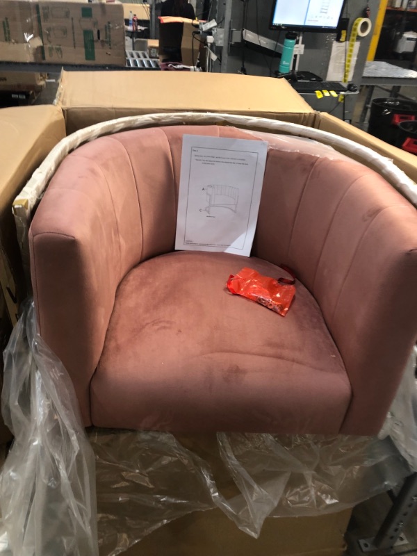 Photo 2 of **ACTUAL CHAIR IS DIFFERENT FROM STOCK PHOTO**
 Accent Chair, Armchair Upholstered Tufted with Gold Metal Legs,Single Sofa Chair,Side Chair,Living Room Chair (Pink)
