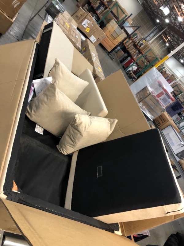 Photo 2 of *** SOFA IS INCOMPLETE, BOX 2 OF 2 ONLY*** BOX 1 OF 2 NOT INCLUDED***
**HARDWARE MISSING***
Amazon Brand – Rivet Revolve Modern Upholstered Sofa Couch, 80"W, Linen
